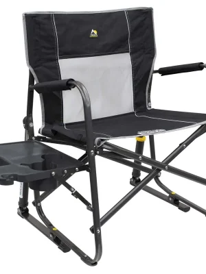 Ausverkauf GCI faltbarer Schaukelstuhl Freestyle Rocker XL mit Seitentisch Black